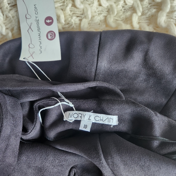 Ivory and Chain Black Suede Dress - Picture 6 of 10